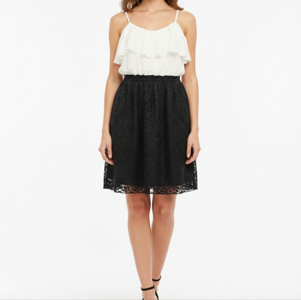 Xhilaration Women's Ruffle Lace Mini Dress Adjustable Straps Medium